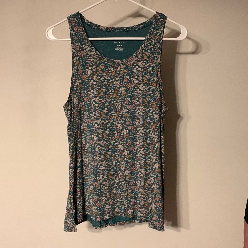 Green Floral American Eagle Top